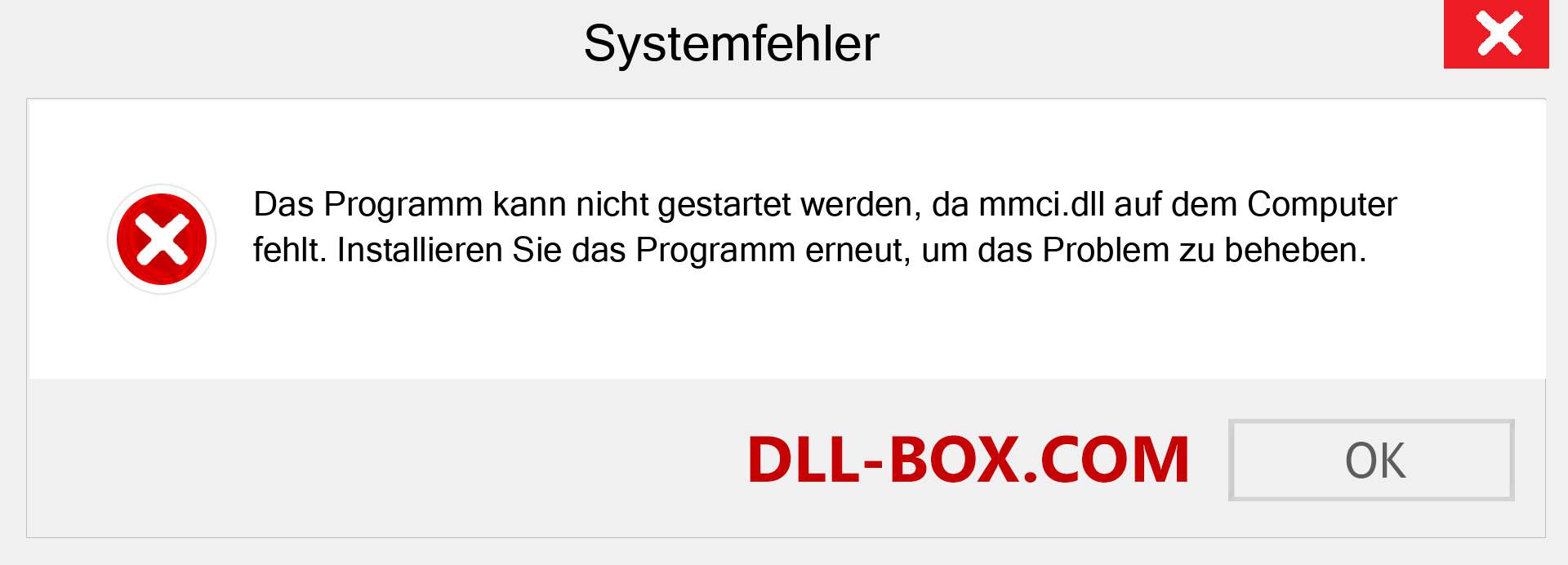 mmci.dll-Datei fehlt?. Download für Windows 7, 8, 10 - Fix mmci dll Missing Error unter Windows, Fotos, Bildern